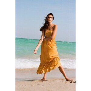 Anthropologie Charlie Holiday 8  NWT  Maxi Dress Orange Stripe A7 $169